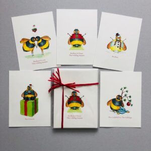 5 Pack of Holiday Bee Cards
