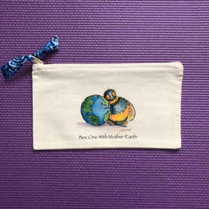 Bee One With Mother Earth Canvas Zip Pouch